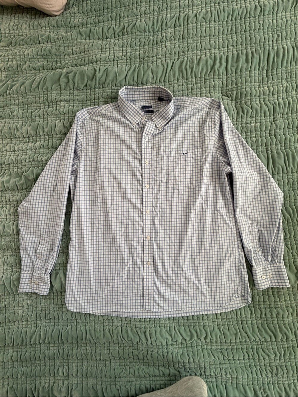 Fish Hippie Men's Classic Button-Down Check Shirt in Blue and White-XXL